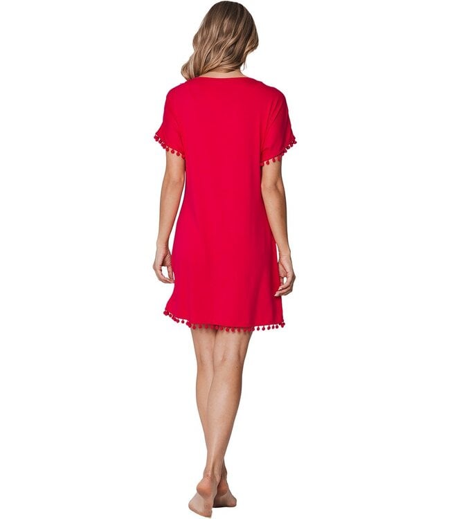 fuschia pink short sleeeve beach dress beach bobble