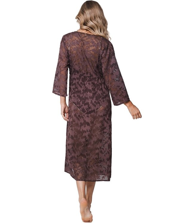 extra lange transparante cover-up met strik floral beach