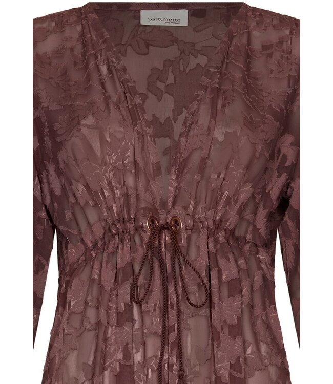 extra lange transparante cover-up met strik floral beach