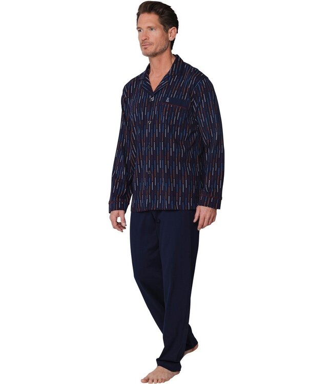 katoenen, doorknoop heren pyjama coloured lines