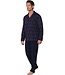 dark blue long sleeve full button cotton pyjama set coloured lines