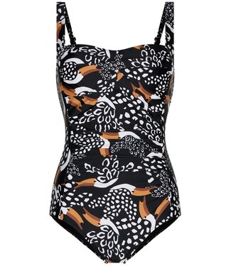 Pastunette Beach soft cup swimsuit with powernet and adjustable straps paradise bird