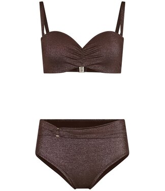 Pastunette Beach bronze underwire soft cup bandeau bikini set bronze shimmer