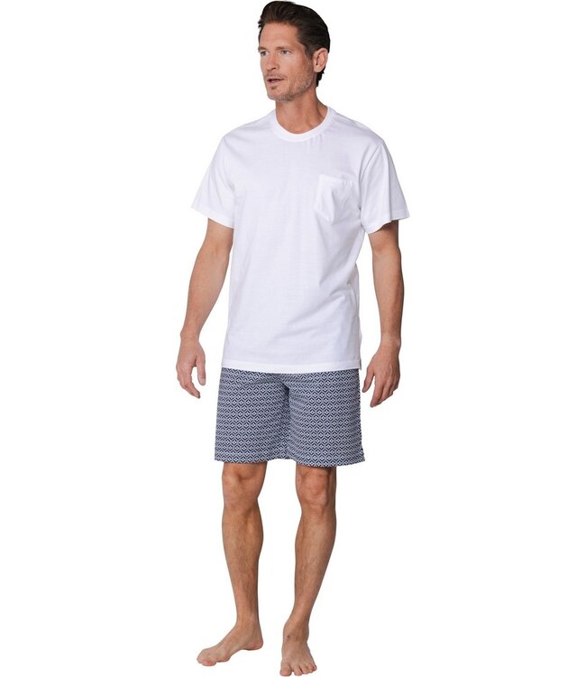 witte heren shorty set van katoen met ronde hals Cool Comfort