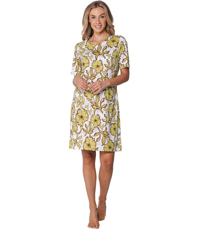 ladies short sleeve cotton-modal floral nightdress citus flowers