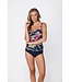 dark blue soft cup powernet scallop floral tankini tropical leaf