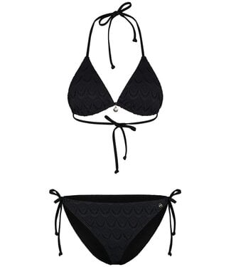 Rebelle Beach triangle soft cup halterneck bikini with jacquard print chic beach