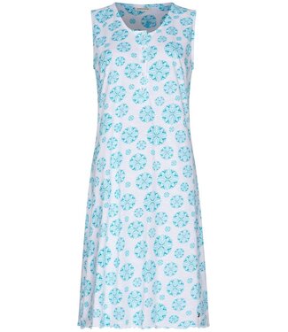 Pastunette sleeveless organic cotton nightdress with 5 buttons bold blue flower