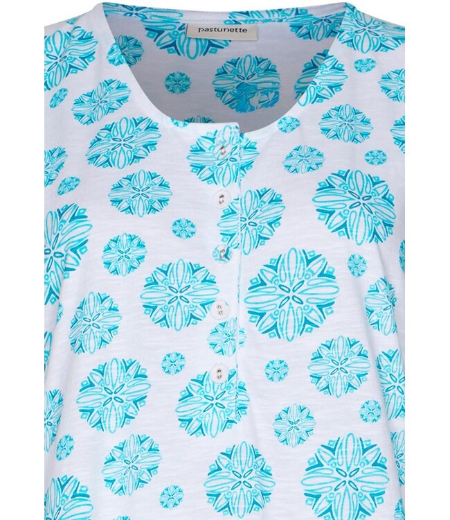 mouwloos biologisch katoenen nachthemd met 5 knopen Bold Blue Flower