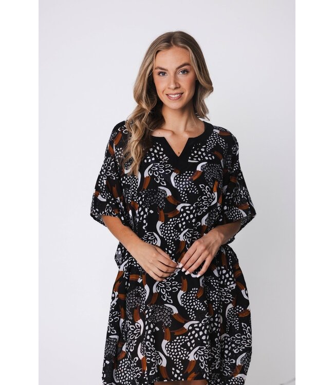 black bird print lightweight cotton woven cover up paradise bird