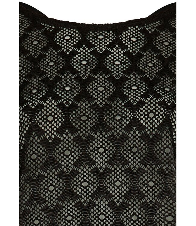 trendy zwart see through v-hals strand cover up lacy beach