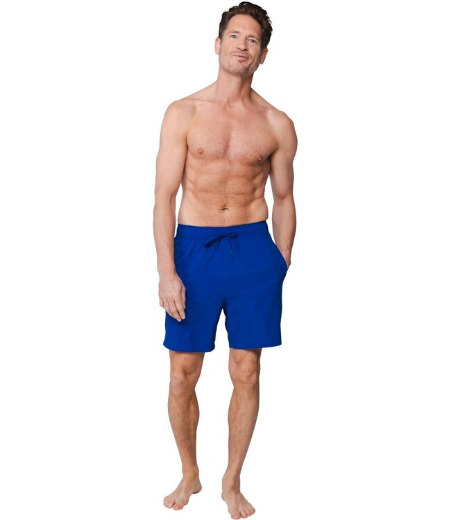 men's blue swim shorts with elasticated tie-waist coral blue