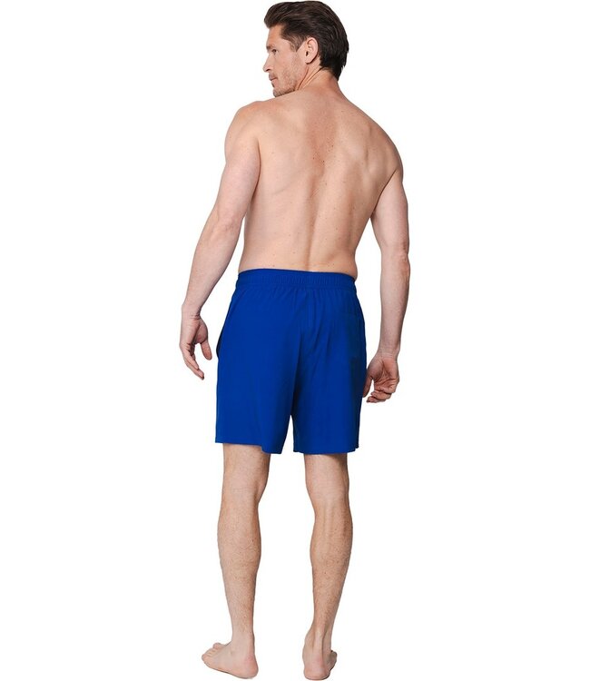men's blue swim shorts with elasticated tie-waist coral blue