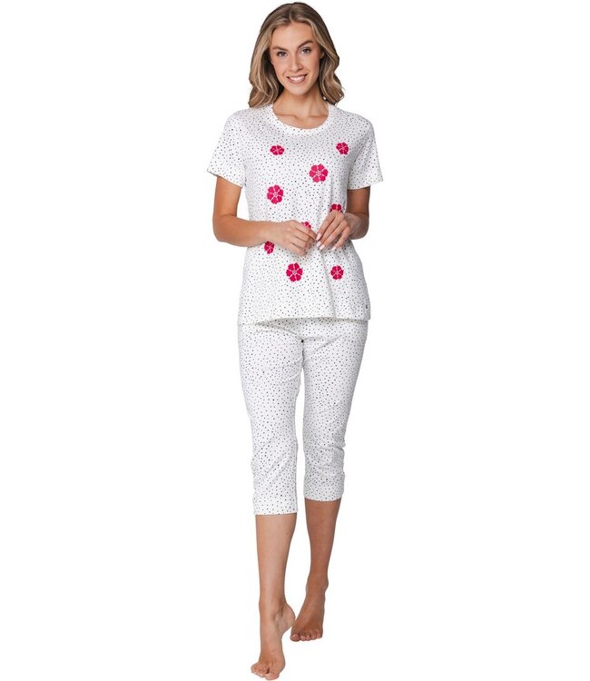 biologisch katoenen dames pyjama korte mouw dotty flower