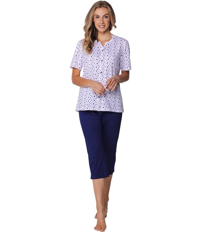 klassieke doorknoop biologisch katoenen pyjama Abstract Floral Jewel