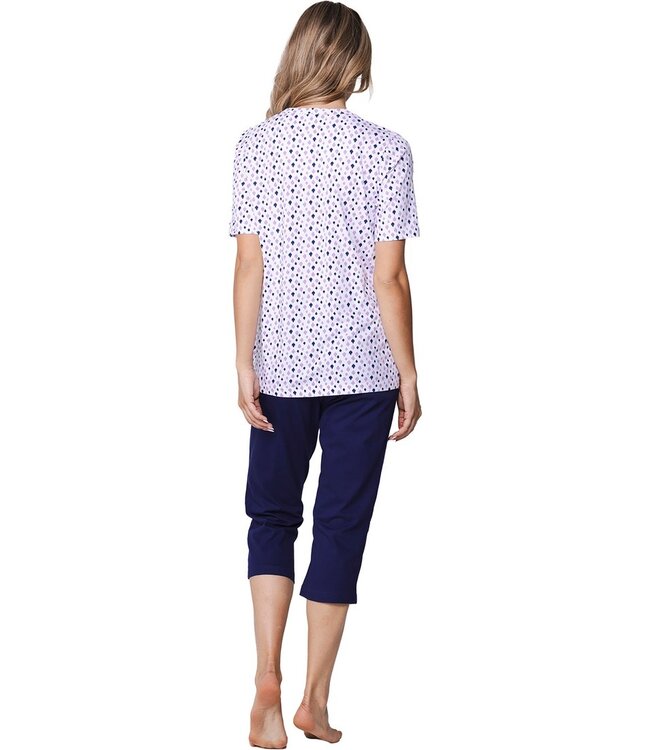 classic full button organic cotton pyjama set abstract floral jewel