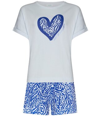 Rebelle light blue organic cotton short sleeve shorty set true blue