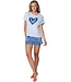 light blue organic cotton short sleeve shorty set true blue