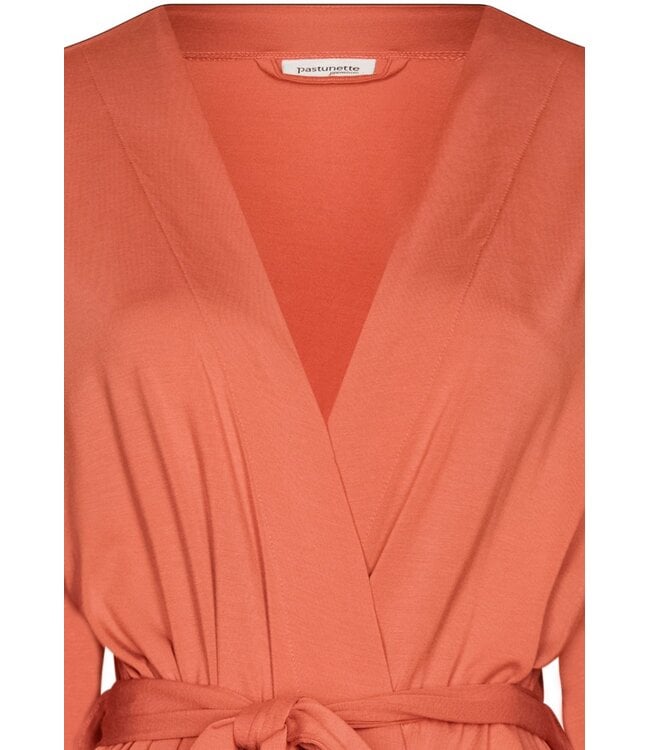 luxe oranje-bruin modal dames overslag kimono Floral Elegance