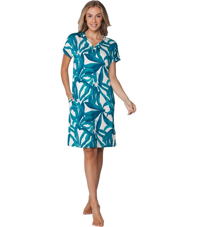 luxury viscose-elastane-mix short sleeve nightdress sky blue dreams