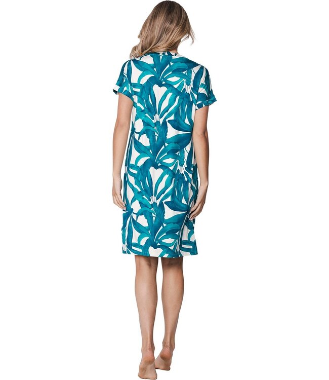 luxury viscose-elastane-mix short sleeve nightdress sky blue dreams