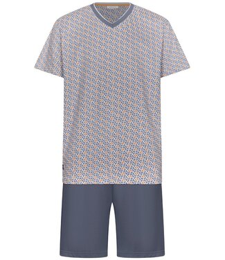 Pastunette for Men grijze heren shortama van katoen-polyester met v-hals Mix It Up