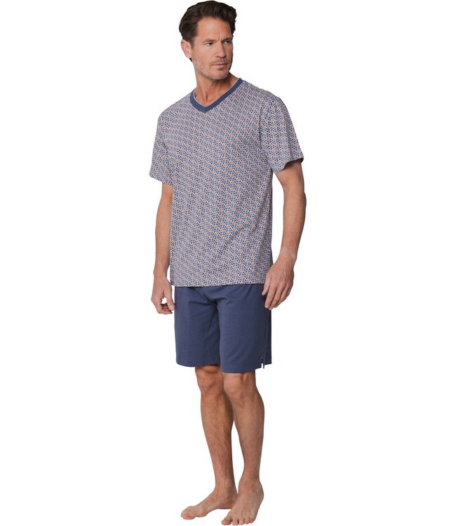 men's grey cotton-mix 'v' neck shorty set mix it up