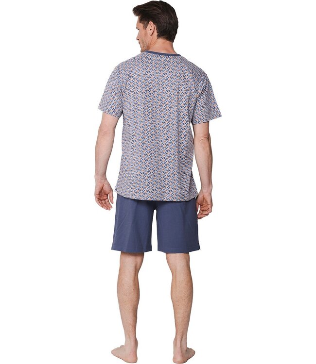 grijze heren shortama van katoen-polyester met v-hals Mix It Up