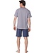 men's grey cotton-mix 'v' neck shorty set mix it up