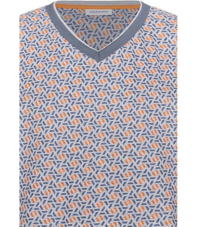 grijze heren shortama van katoen-polyester met v-hals Mix It Up