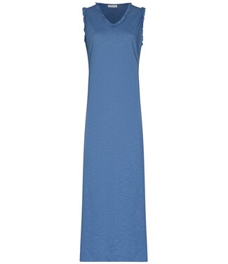 Pastunette biologisch katoenen mouwloos dames nachthemd lang Blue Comfort Frill