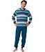 men's green long sleeve v neck cotton pyjama set stripey green