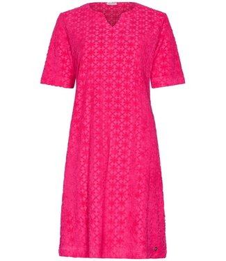 Pastunette short sleve embossed jaqcuard terry home lounge dress coral flowers
