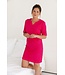 short sleve embossed jaqcuard terry home lounge dress coral flowers