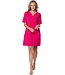 short sleve embossed jaqcuard terry home lounge dress coral flowers