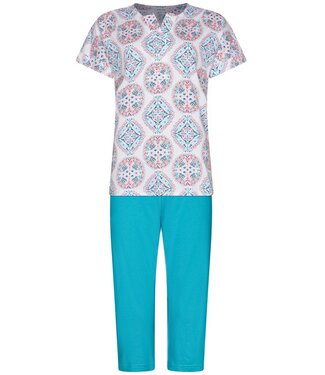 Pastunette ladies cotton-modal short sleeve 3/4 length pyjama charming circles