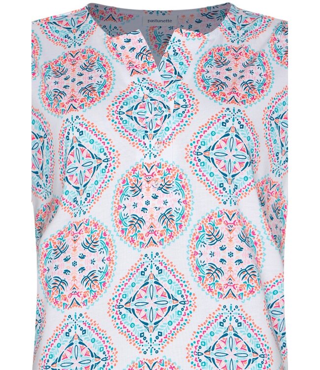 ladies cotton-modal short sleeve 3/4 length pyjama charming circles