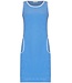 trendy blauwe badstof mouwloze strandjurk met zakken sporty beach