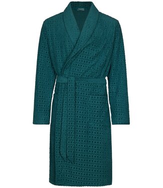 Pastunette for Men men's green cotton jaquard terry wrap-over bathrobe geometric groove