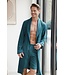 men's green cotton jaquard terry wrap-over bathrobe geometric groove
