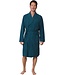 men's green cotton jaquard terry wrap-over bathrobe geometric groove