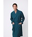 men's green cotton jaquard terry wrap-over bathrobe geometric groove