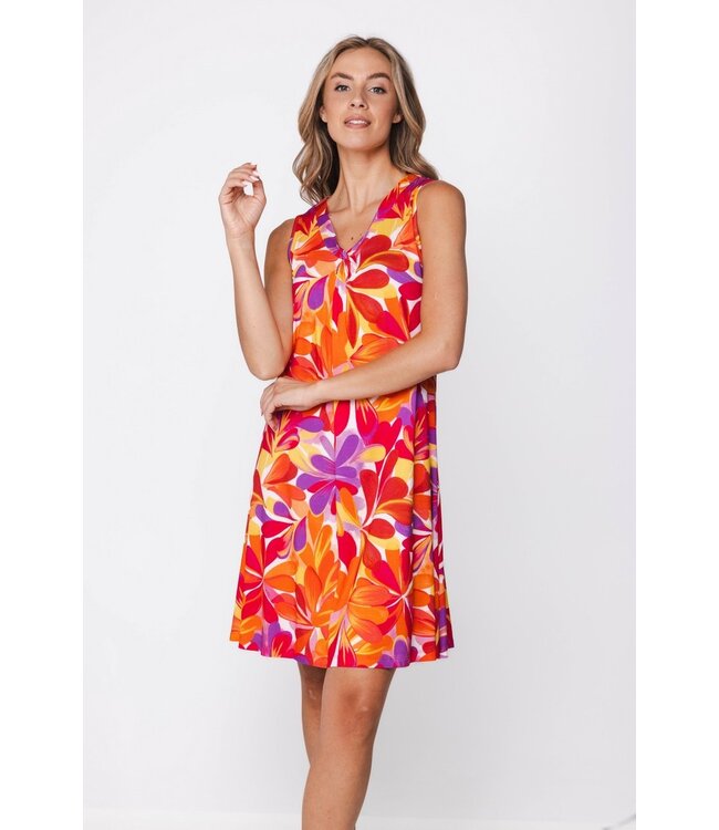 Mouwloze strandjurk met V-hals en knoopdetail Coral Beach