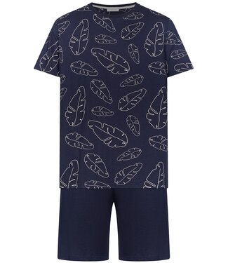 Pastunette for Men men's dark blue trendy cotton shorty set palm adventure holiday