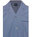 mens blue full button woven cotton short set geometric diamond