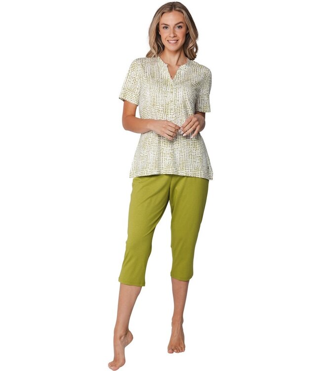 katoen-modal dames pyjama met korte mouwen en knoopjes Soft Squares