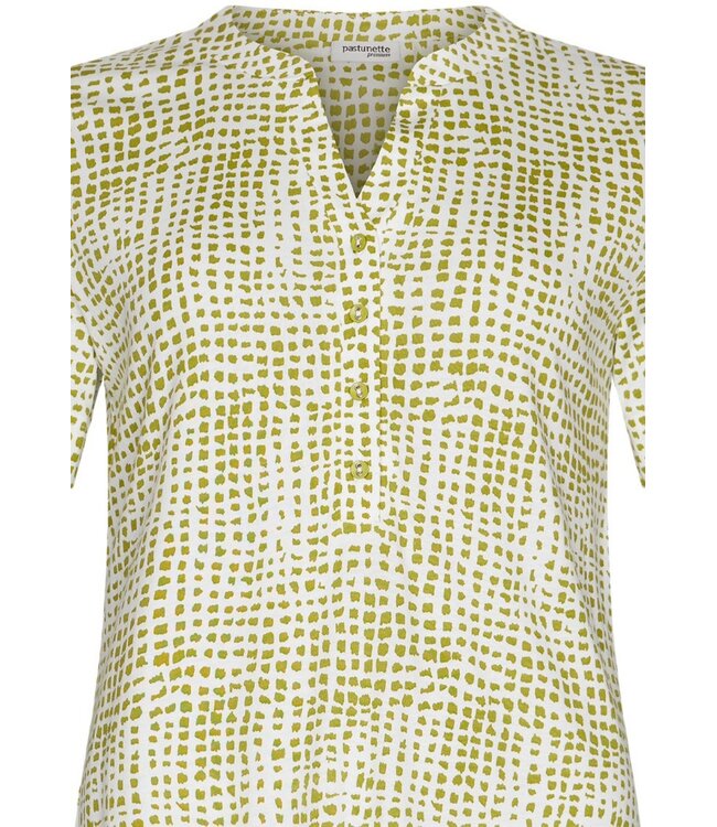 ladies short sleeve cotton-modal pyjama set with buttons soft squares