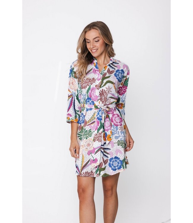 viscose dames strandblouse met ceintuur tropical flower