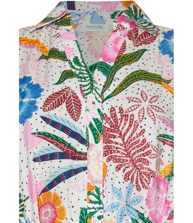 viscose dames strandblouse met ceintuur tropical flower