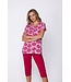 pink organic cotton short sleeve pyjama set with buttons palm waves